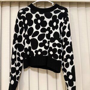 H&M, Small, Black/White Floral Sweater and Skirt Set